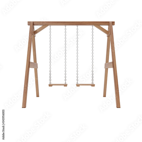 Double wooden swing photo