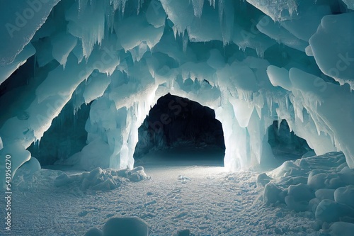 Obraz na płótnie Inside the ice cave ice cave winter frozen nature background landscape Lake Baik