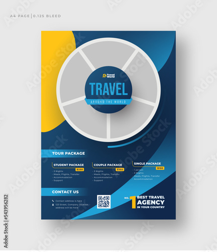 Travel poster or flyer brochure design layout, Holiday vacation travel flyer template for travel agency