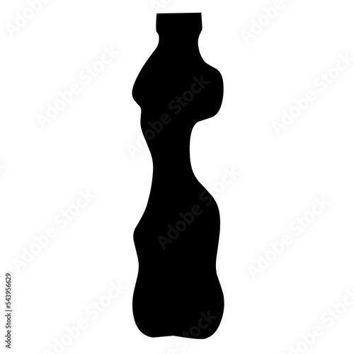Silhouette of a crumpled bottle on a white background. Black mineral water container waste is good for trash can icon logo.