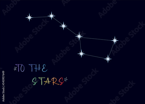 the big dipper with colorful slogan on a dark blue background, vector design for fashion and poster prints, sticker, bag, mug, textile, phone case