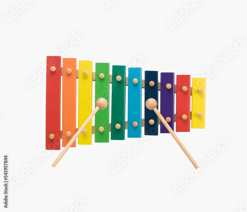 xylophone isolated on white background, children playing with toys