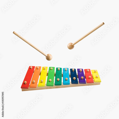xylophone isolated on white background, children playing with toys photo