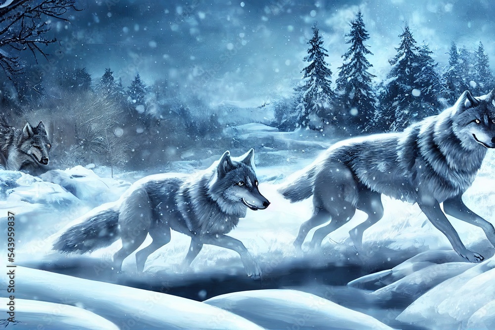 Snow Scene Winter Animals Wolf Bathroom Mat Corridor Carpet
