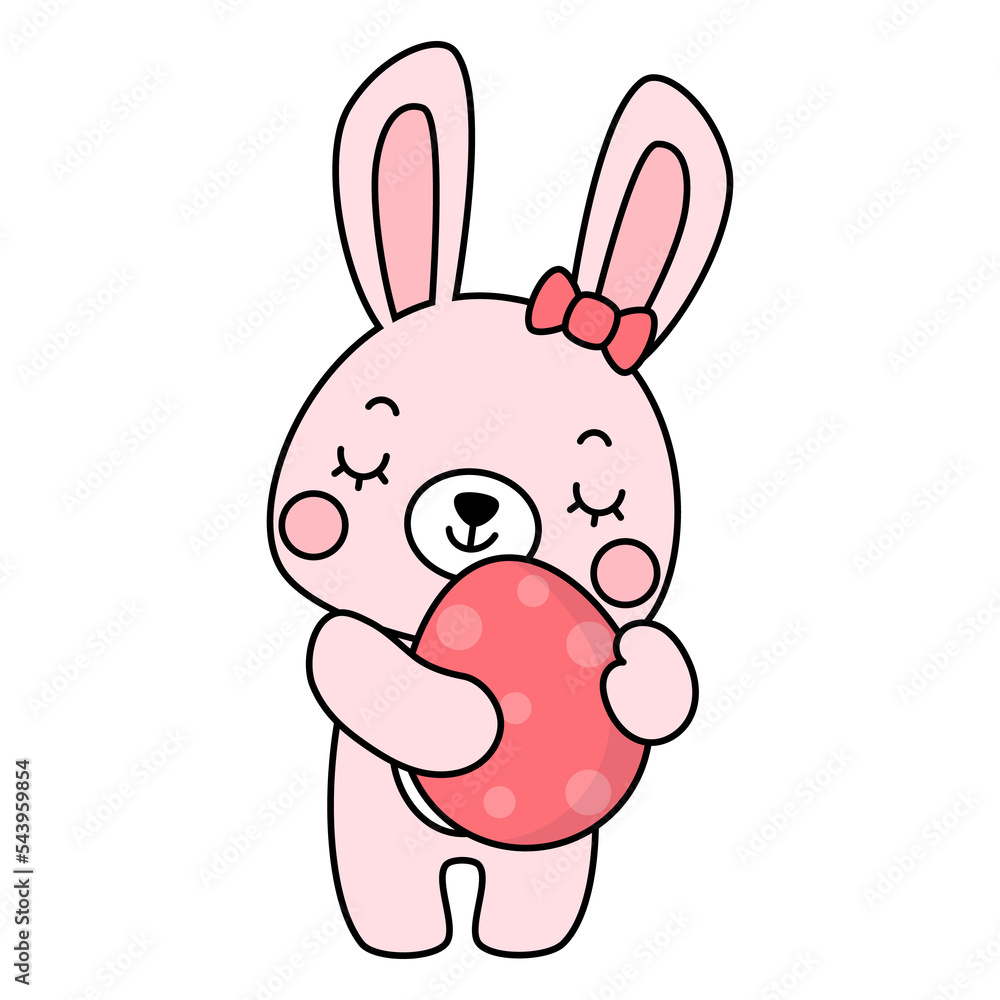 Happy Easter Filled Clipart, Rabbit and Egg Happy Easter Filled Clipart, Rabbit and Egg