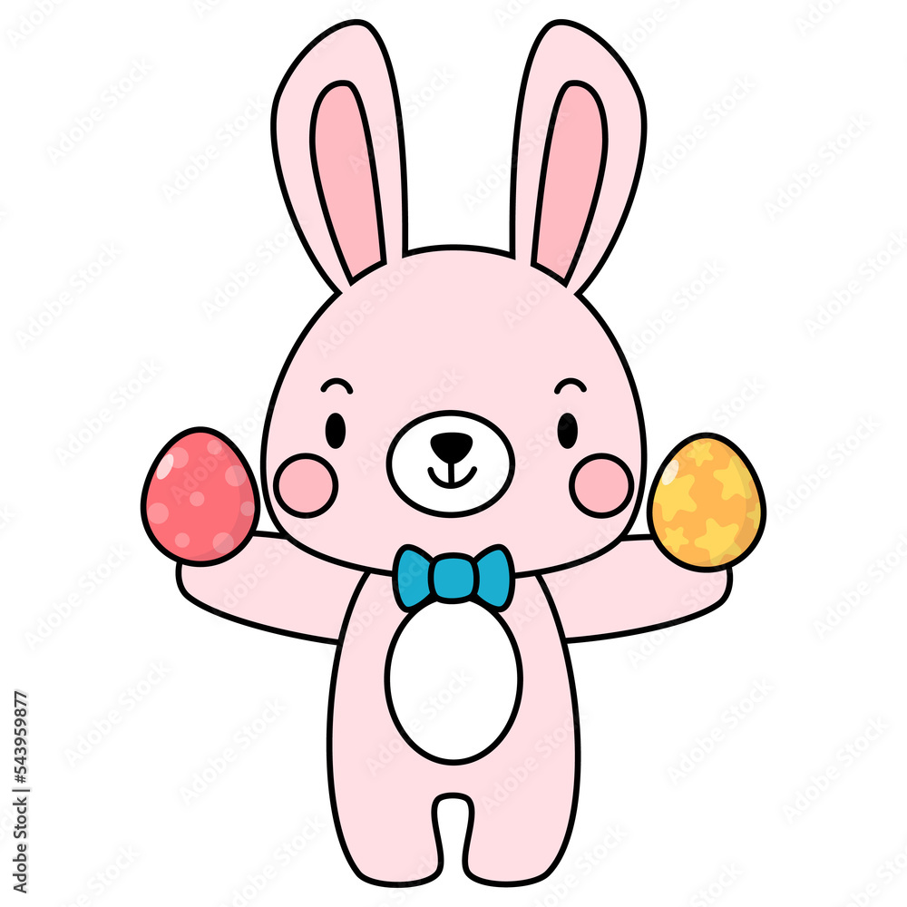 Happy Easter Filled Clipart, Rabbit and Egg Happy Easter Filled Clipart, Rabbit and Egg