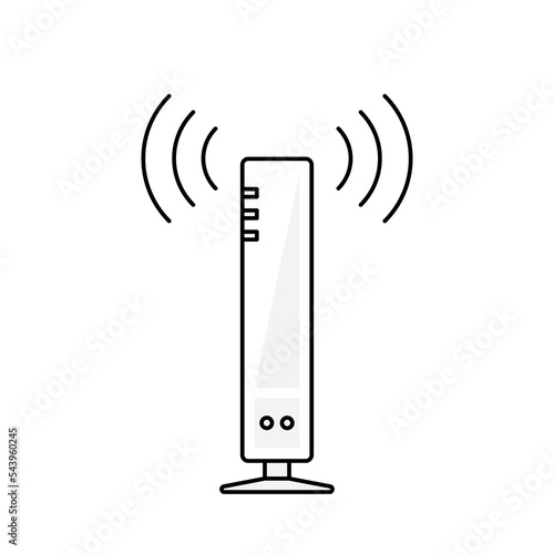 Wireless router clip art. Monochrome outline style.