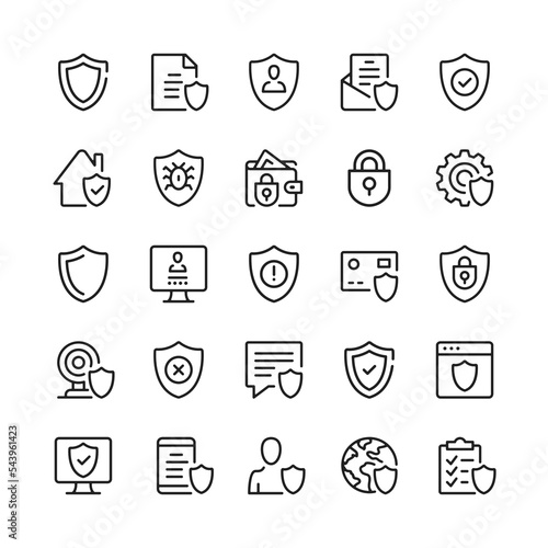 Security line icons. Outline symbols. Vector line icons set
