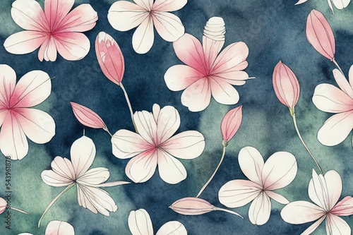 Cute feminine watercolor seamless pattern with wildflowers.