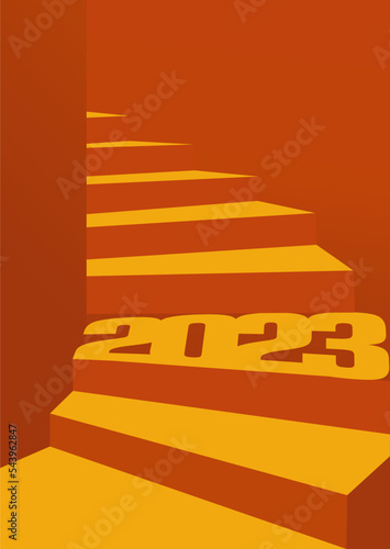 going to the next year deliver by upstairs illustration with 2023 step on it