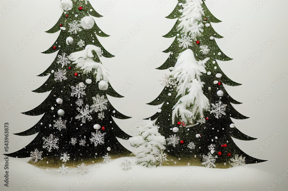 Fototapeta premium Christmas Tree collage. Christmas Tree in snow isolated over white background