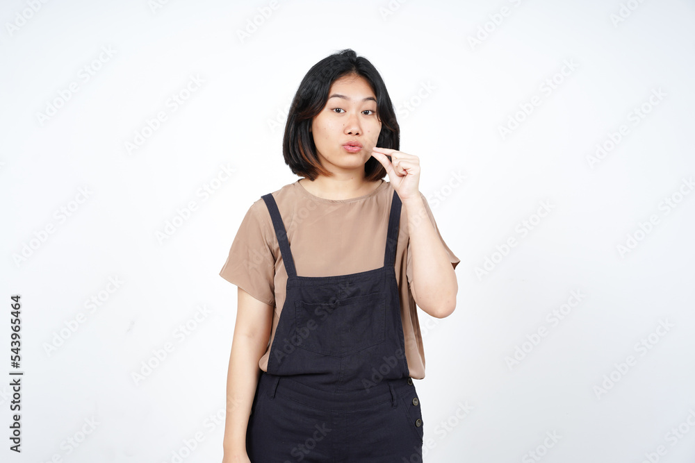 Keep Secret lip shut of Beautiful Asian Woman Isolated On White Background Keep Secret lip shut of Beautiful Asian Woman Isolated On White Background