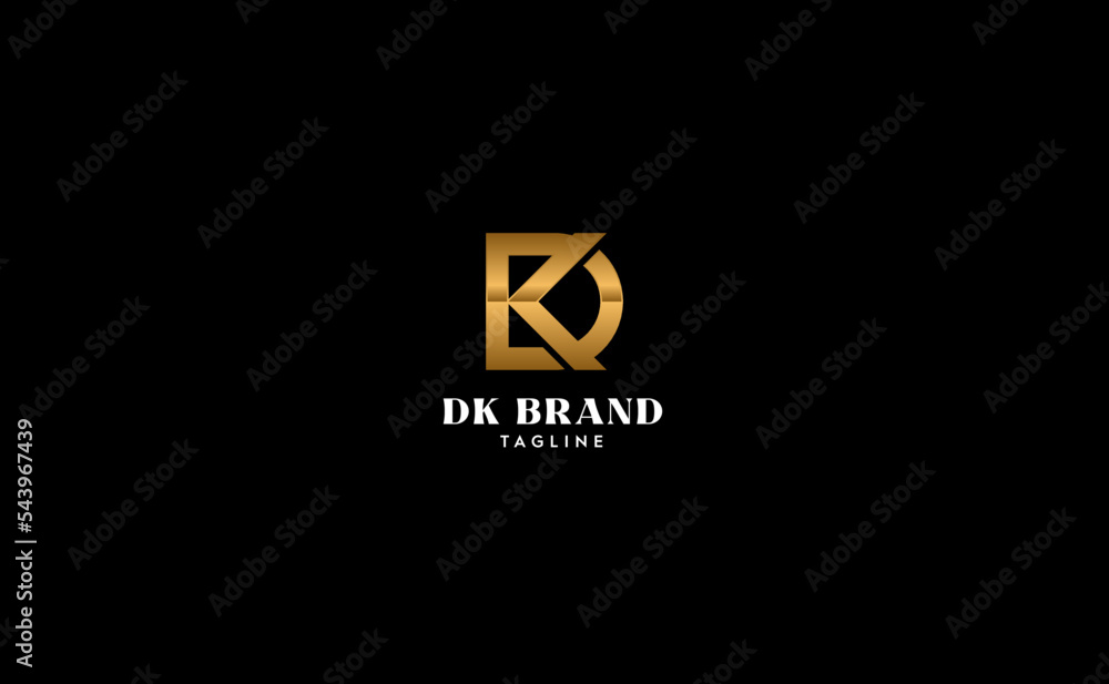Monogram D and K design idea. Golden logo letter. Alphabet letters icon KD or DK concept. Vector illustration Monogram D and K design idea. Golden logo letter. Alphabet letters icon KD or DK concept. Vector illustration