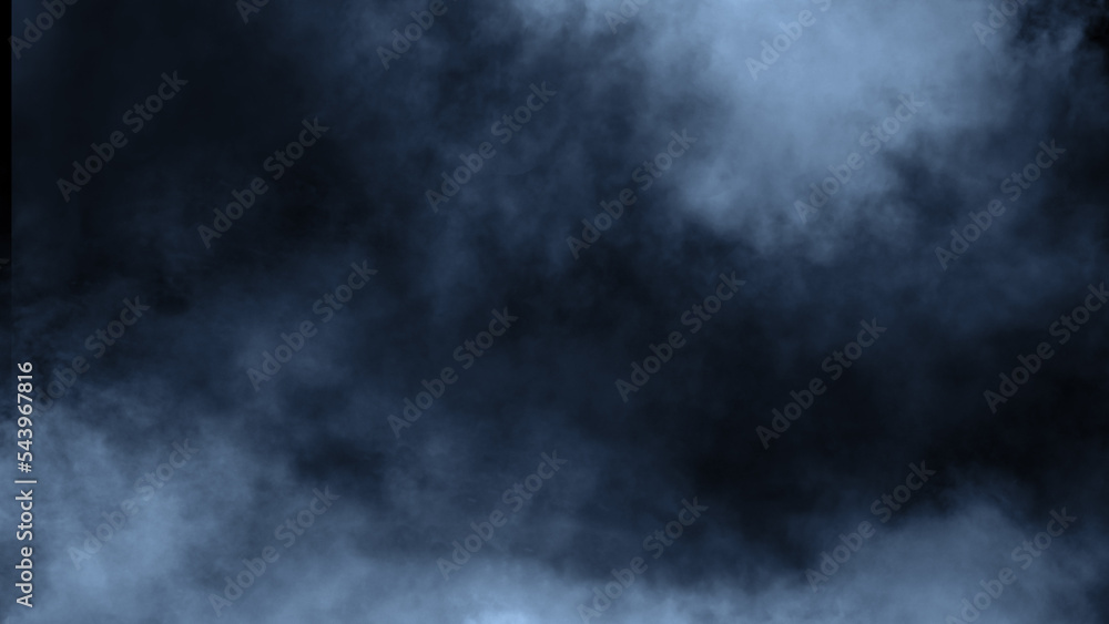 Fototapeta premium Overlays fog isolated on black background. Paranormal blue mystic smoke, clouds for movie scenes.