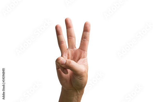Fotografia Pointing up with fingers number three