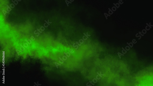 Overlays fog isolated on black background. Paranormal green mystic smoke, clouds for movie scenes. © Victor