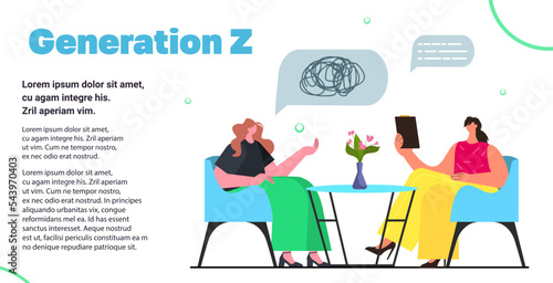 psychologist solving psychological problem in woman brain psychotherapy session treatment of stress addictions and mental problems generation z concept horizontal copy space vector illustration