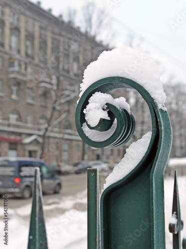 Snow on the fence