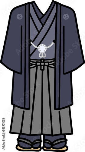 男性正装用和服羽織袴のイラスト