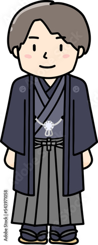 羽織袴を着た男性のイラスト