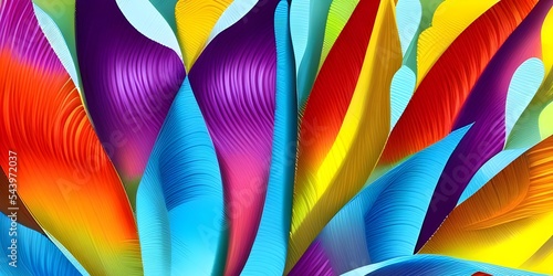 3d wallpaper flowers, 3d rendering, abstract wide panoramic floral background. Floral wallpaper with colorful paper flowers.