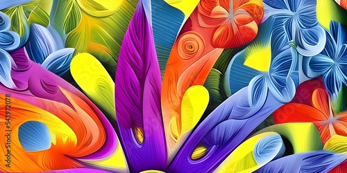 3d wallpaper flowers, 3d rendering, abstract wide panoramic floral background...