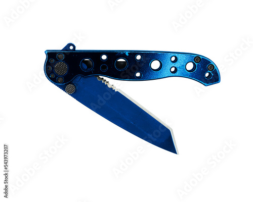 A png of a blue tactical pocket knife photo