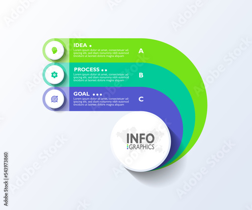 Infographic business icon template design with 3 step