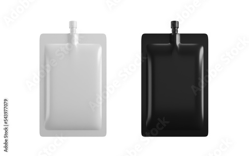 ฺBlank packaging white cosmetic cream sachet for cosmetic beauty product. Skincare mockup for facial cleanser, moisture cream, lotion. 3d Rendering