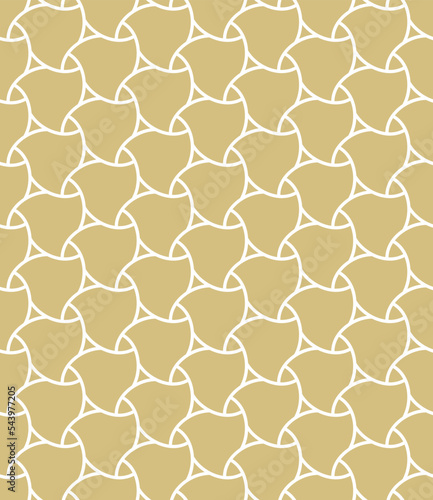 Seamless vector ornament in arabian style. Geometric abstract yellow and white background. Grill with pattern for wallpapers and backgrounds