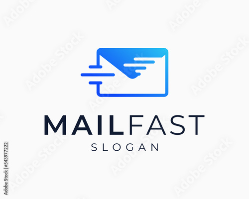 Email Mail Envelope Receive Send Super Fast Speed Service Express Delivery Quick Vector Logo Design
