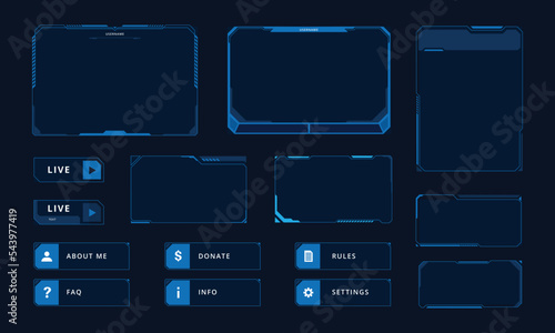 Hud frame futuristic game target borders scifi empty banners for text menu