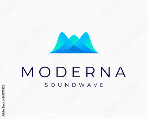 Soundwave Waveform Amplitude Sound Voice Pulse Spectrum Line Wavy Flow Curve Vector Logo Design