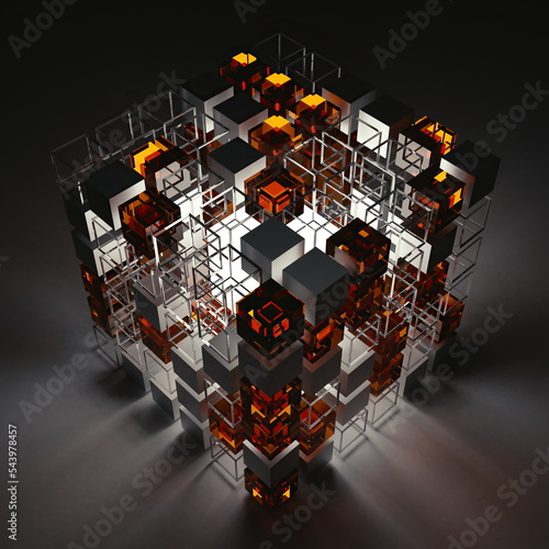 Digital cubes, technology background
