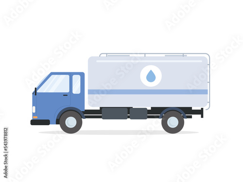 blue truck with a tank for transporting water