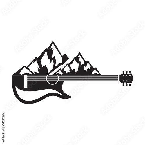 Mountain and guitar logo