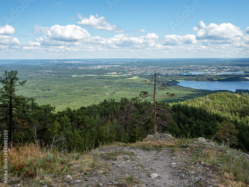 beautiful view of the wooded Ural mountains photo