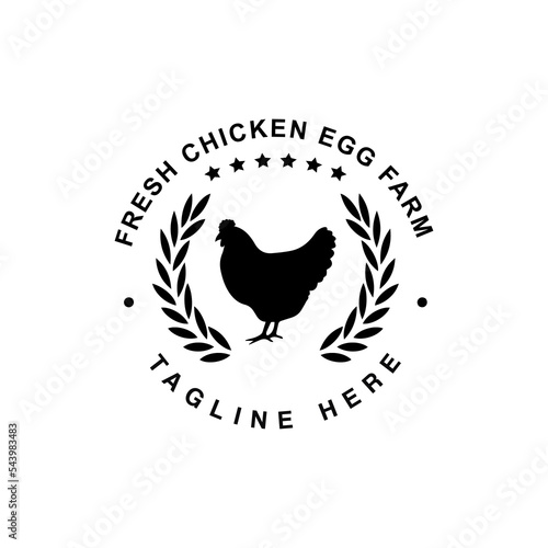 Vintage rooster chicken farm logo icon design template