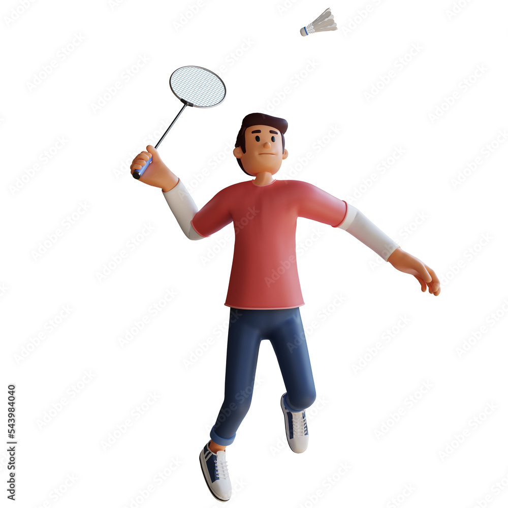 Boy badminton mascot 3d character illustration Boy badminton mascot 3d character illustration