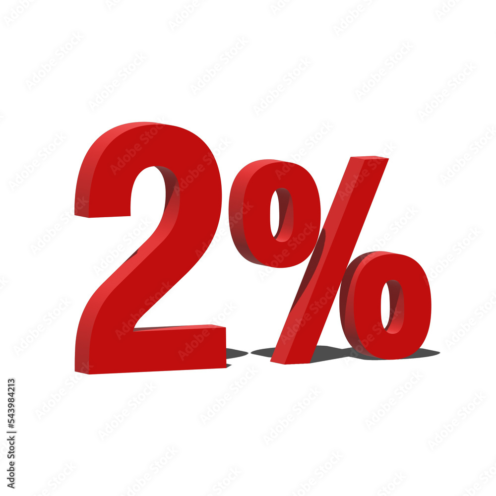 2 Percent Discount 3d Sign on White Background, Special Offer 2% Discount Tag, Sale Up to 2 Percent Off, Sale Symbol, Special Offer Label. 2 Percent Discount 3d Sign on White Background, Special Offer 2% Discount Tag, Sale Up to 2 Percent Off, Sale Symbol, Special Offer Label.