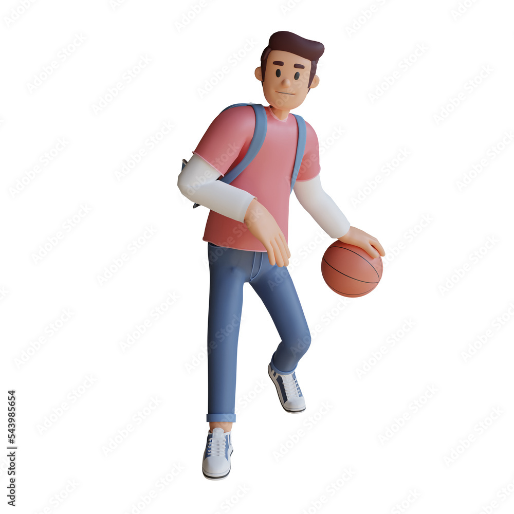 Boy basketball mascot 3d character illustration