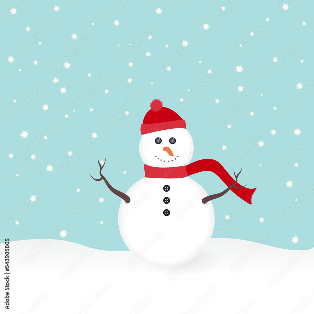 Snowman winter holiday vector illustration