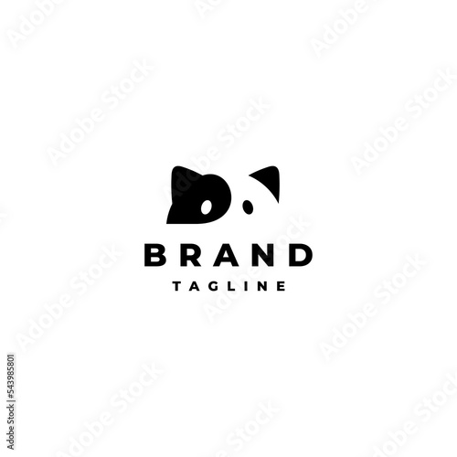 Cute Cat Head Silhouette Peeking Logo Design. Playful Cat Head Silhouette With Two Curious Eyes.