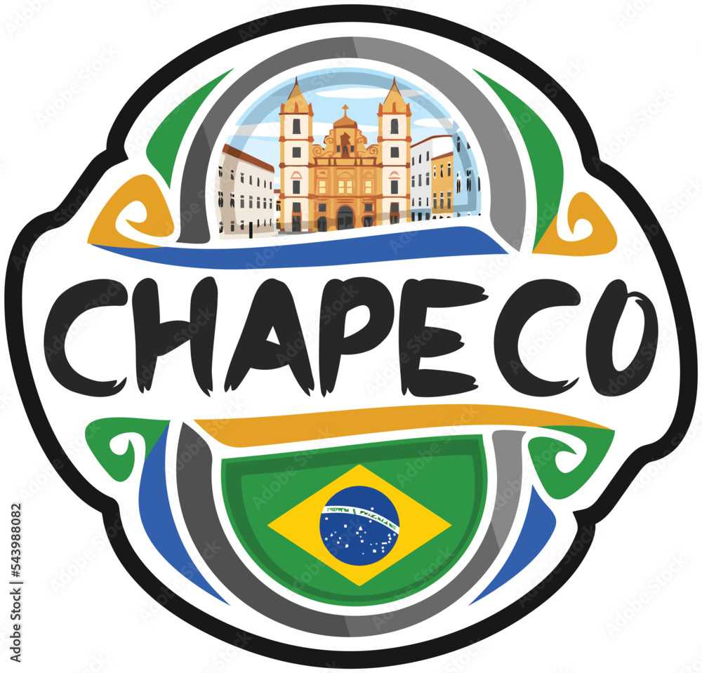 Chapeco Brazil Flag Travel Souvenir Sticker Skyline Landmark Logo Badge