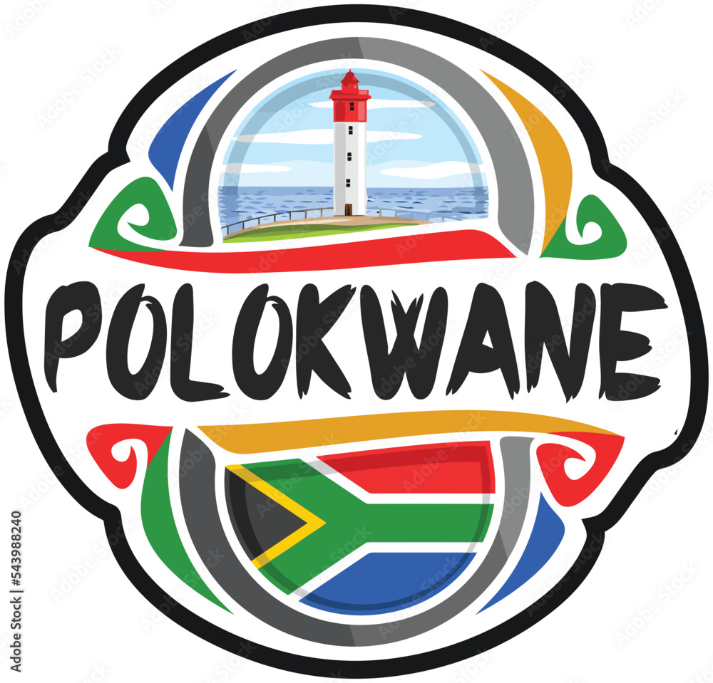 Vecteur Stock Polokwane South Africa Flag Travel Souvenir Sticker