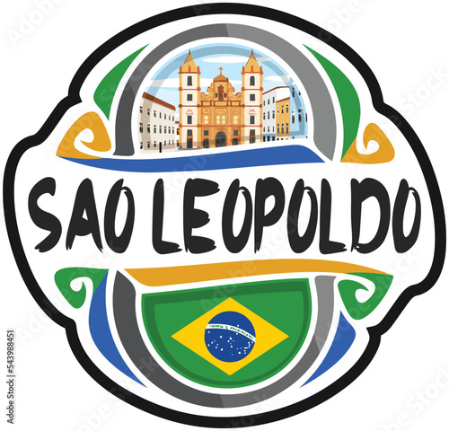 Sao Leopoldo Brazil Flag Travel Souvenir Sticker Skyline Landmark Logo Badge Stamp Seal Emblem Coat of Arms Vector Illustration SVG EPS photo