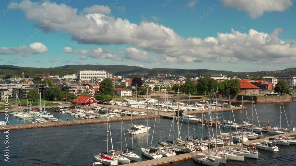 Sailboats in harbour of Kristiansand in Norway Sailboats in harbour of Kristiansand in Norway