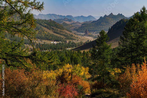 Autumn colors in Gorkhi Terelj National Park near Oulan Bataar in Mongolia  photo