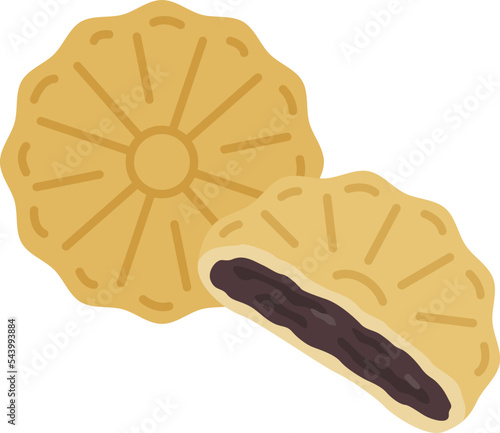 和菓子の「もなか」の断面のイラスト