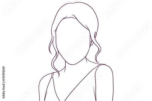 beautiful woman in dress hand drawn style vector illustration